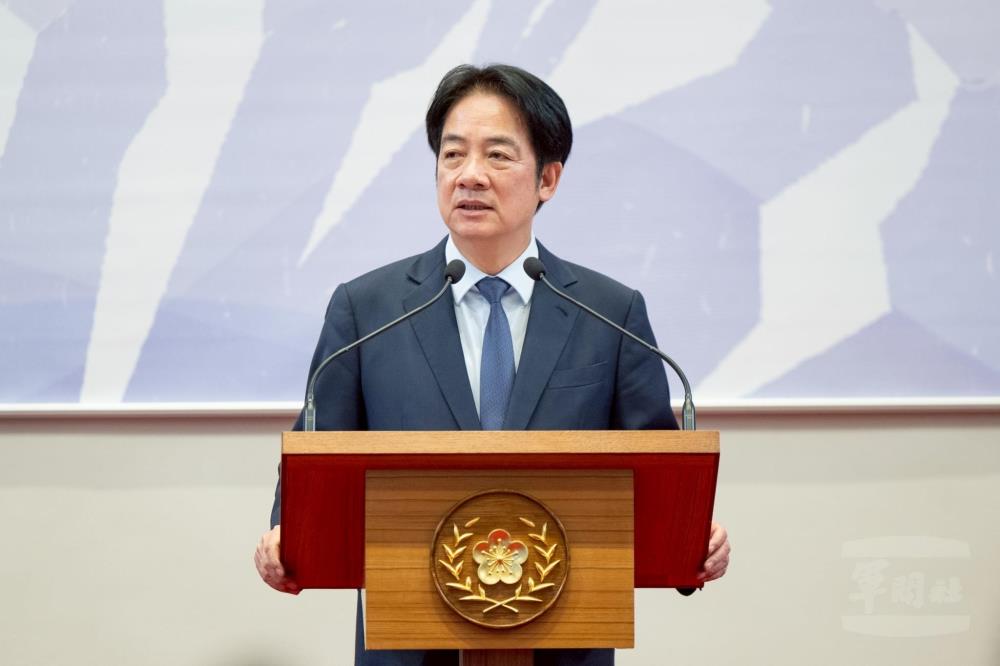 賴總統致詞時強調有主權才有國家，有實力才有和平。（總統府提供）