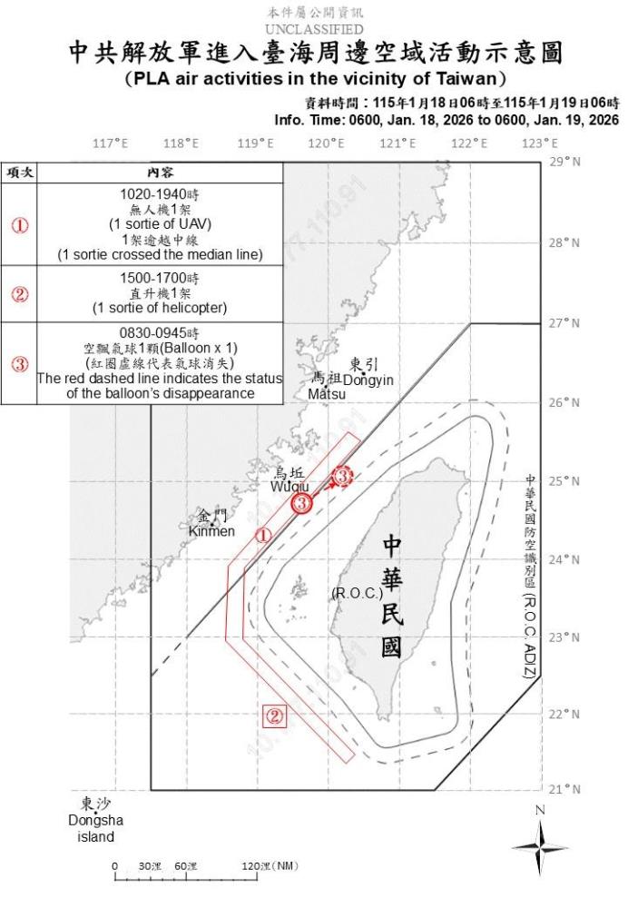 中共機艦臺海周邊活動　國軍嚴密監控應處
