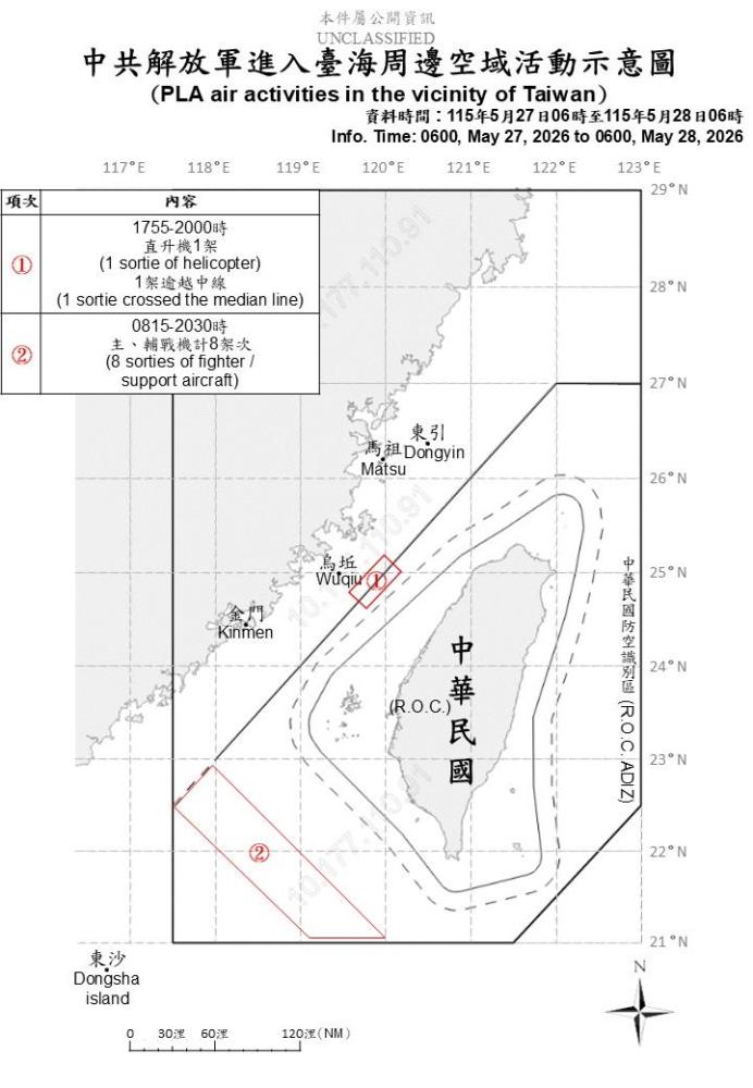 中共機艦臺海周邊活動　國軍嚴密監控應處