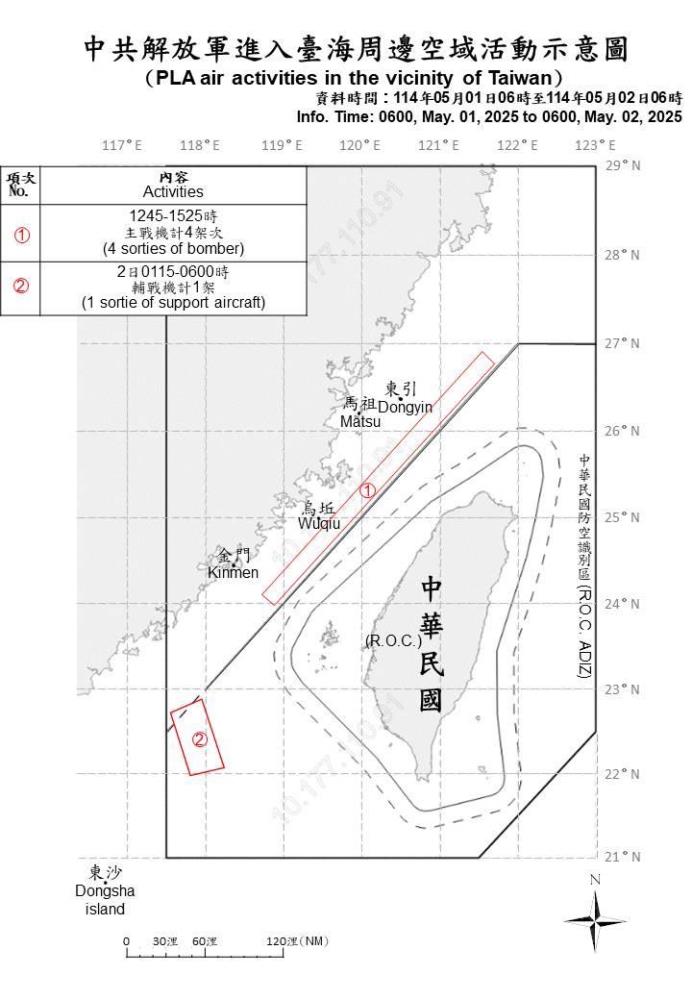 中共機艦臺海周邊活動　國軍嚴密監控應處