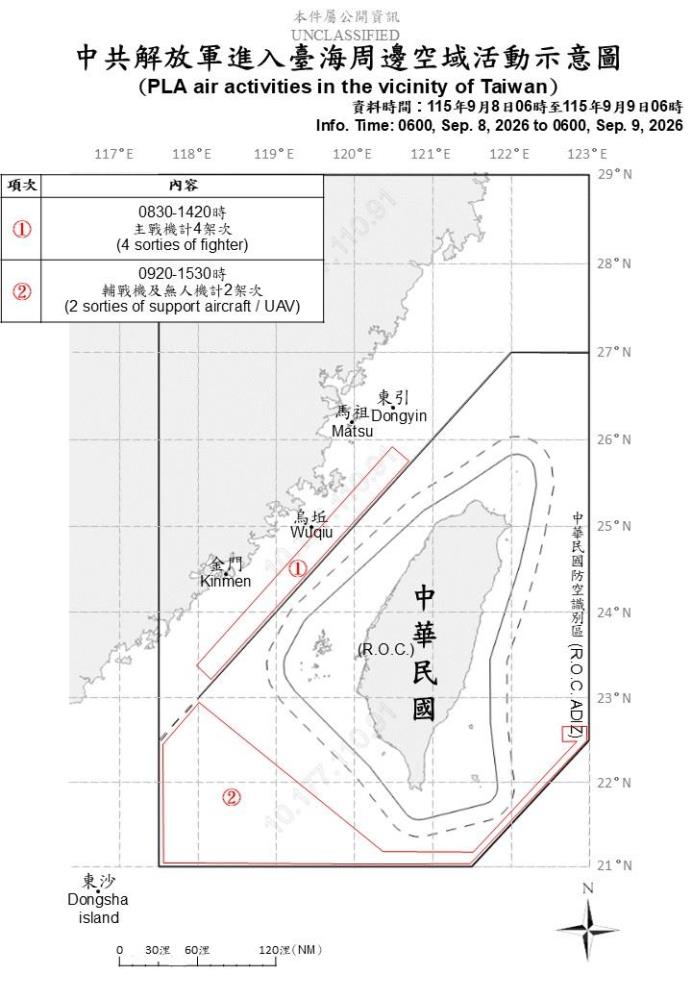 中共解放軍臺海周邊活動　國軍嚴密監控應處