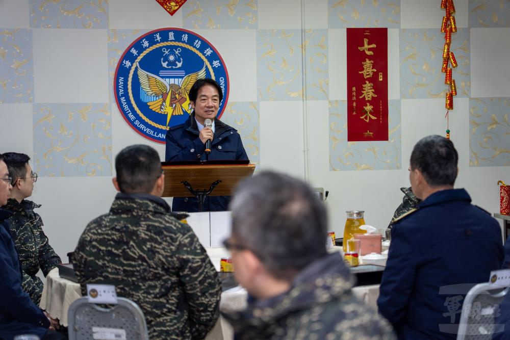 賴總統致詞時勉勵官士兵持續發揮守衛海疆的精神。（軍聞社記者陳彥樺攝）