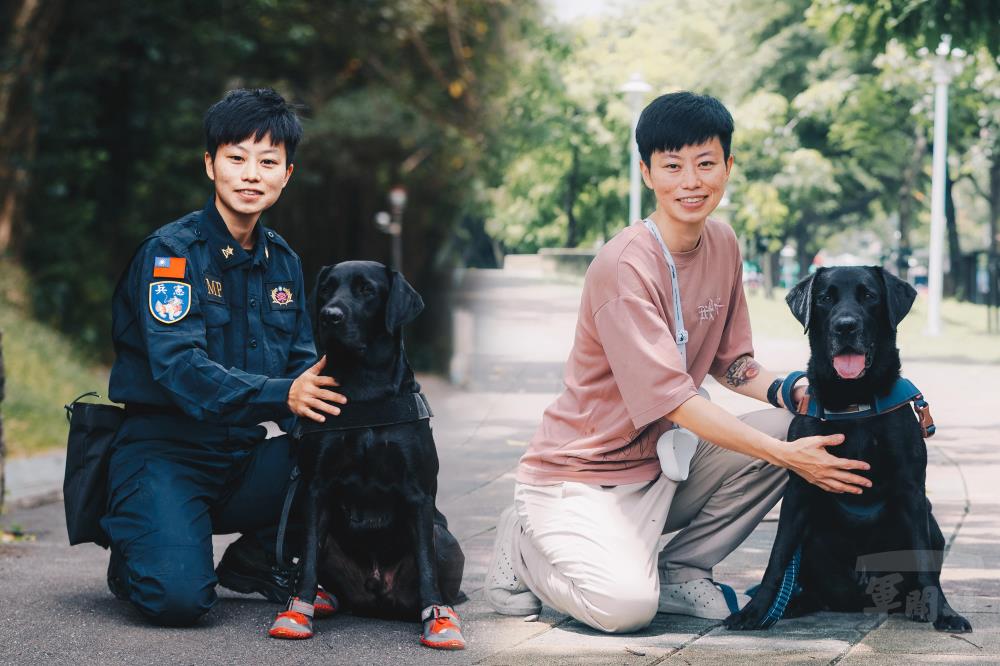 領養人莊小姐與Hardy過去是戰友夥伴，現在變成是家人的關係。（軍聞社記者陳軍均攝）