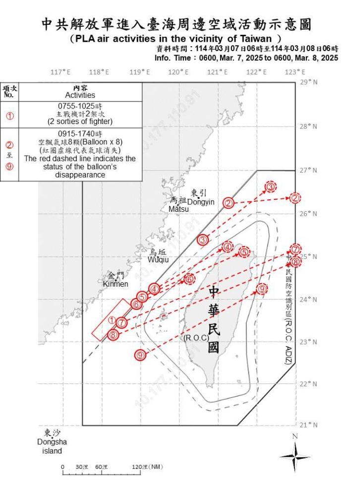 中共機艦臺海周邊活動　國軍嚴密監控應處