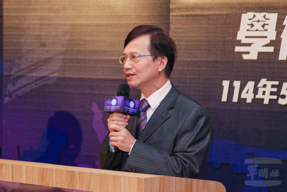 政治大學副校長詹志禹於開幕式致詞。（軍聞社記者侯凱議攝）