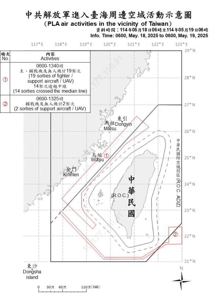 中共機艦臺海周邊活動　國軍嚴密監控應處