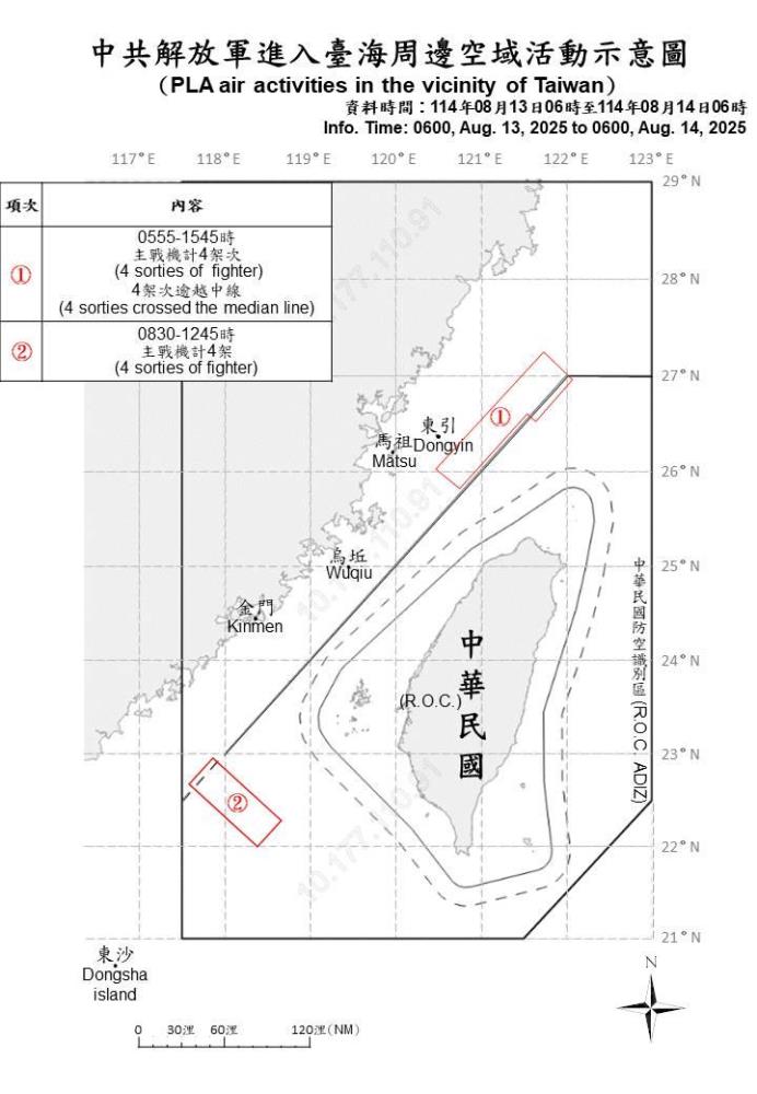 中共機艦臺海周邊活動　國軍嚴密監控應處