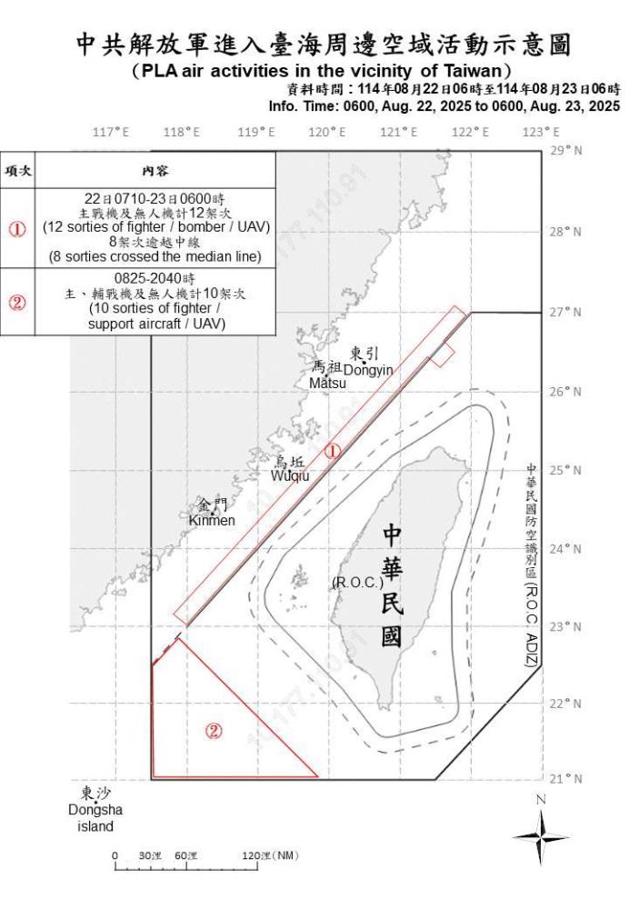 中共機艦臺海周邊活動　國軍嚴密監控應處