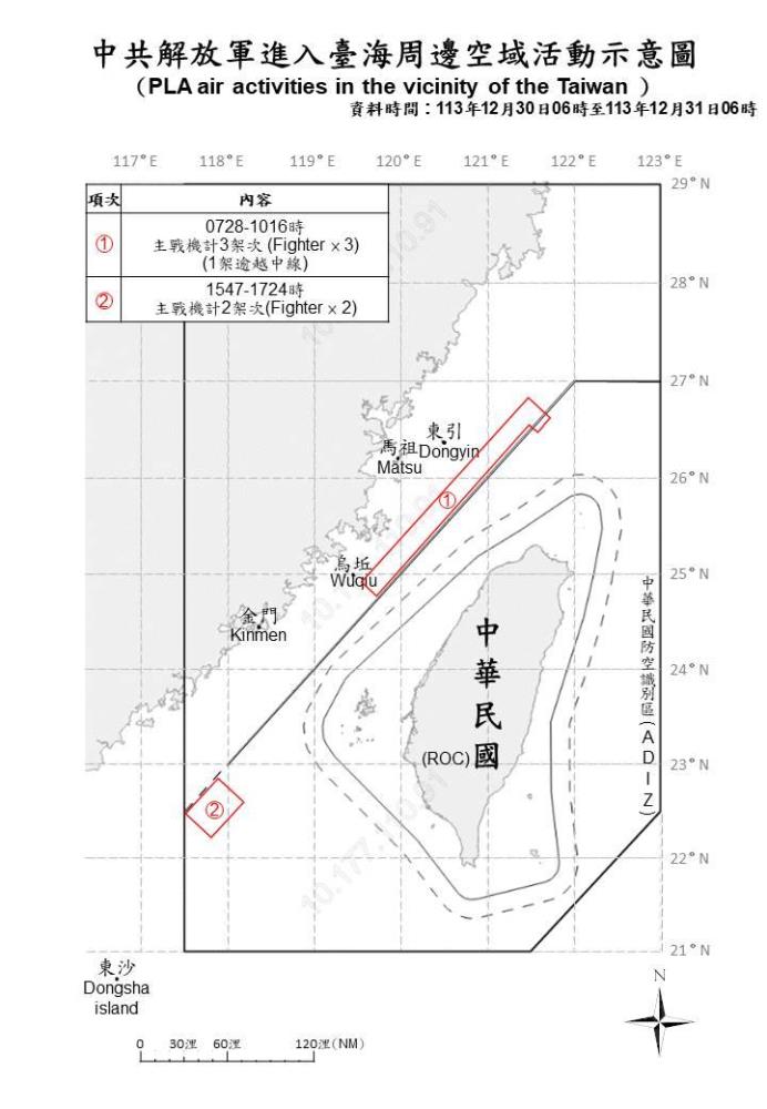 中共機艦臺海周邊活動　國軍嚴密監控應處