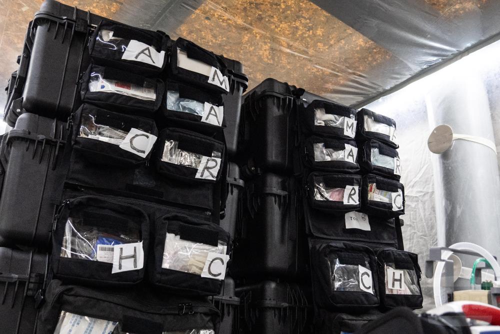 模組化野戰戰術包能裝載急救所需衛材，利於攜帶與使用。（軍聞社記者呂尚俞攝）