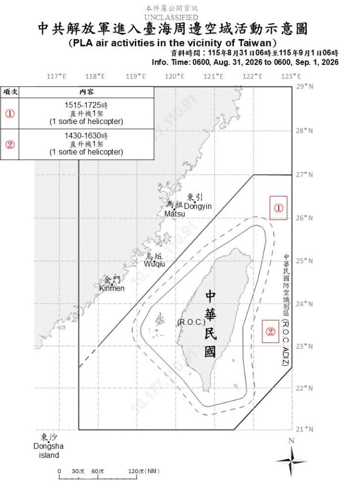 中共機艦臺海周邊活動　國軍嚴密監控應處