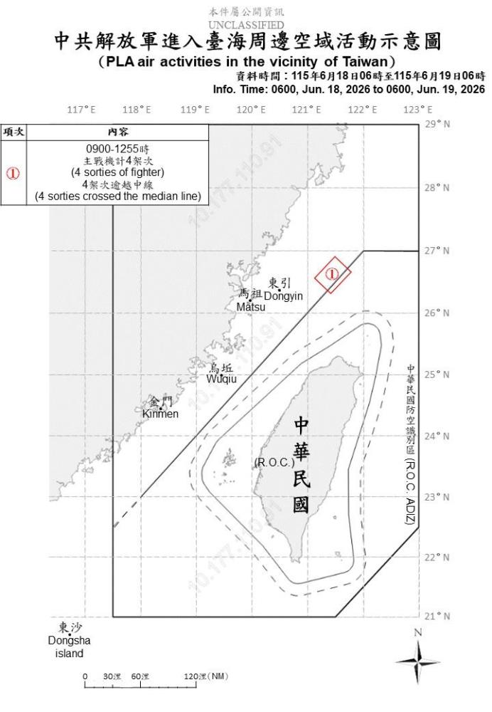 中共機艦臺海周邊活動　國軍嚴密監控應處