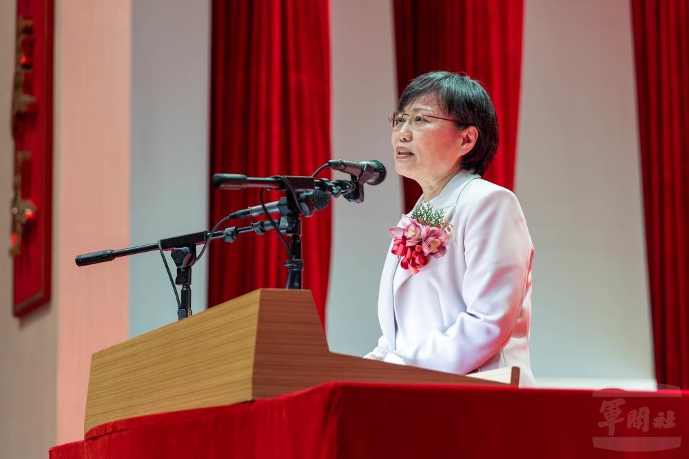 劉部長肯定役政同仁，在過去一年為國家所做的貢獻。（軍聞社記者蔡枋澐攝）