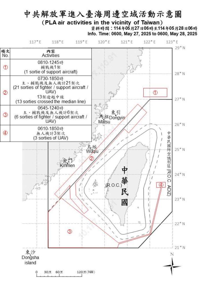 中共機艦臺海周邊活動　國軍嚴密監控應處