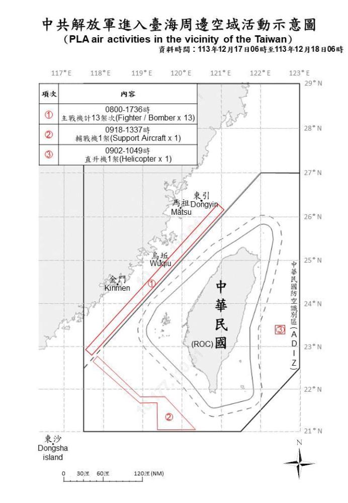 中共機艦臺海周邊活動　國軍嚴密監控應處