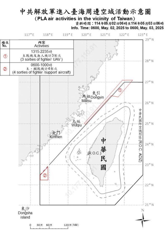 中共機艦臺海周邊活動　國軍嚴密監控應處