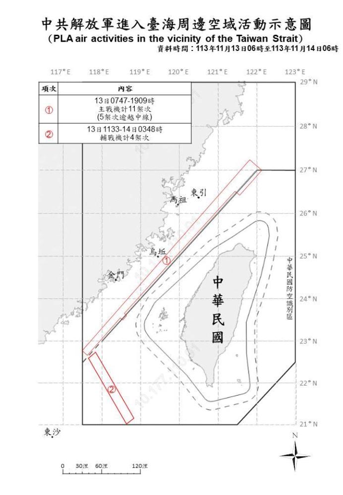 中共機艦臺海周邊活動　國軍嚴密監控應處