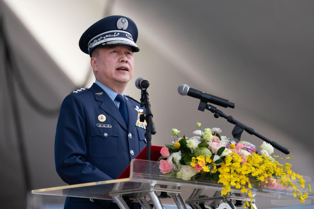 空軍司令鄭上將開幕致詞。（軍聞社記者林庭暉攝）