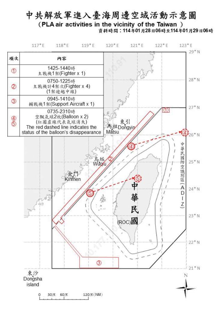 中共機艦臺海周邊活動　國軍嚴密監控應處