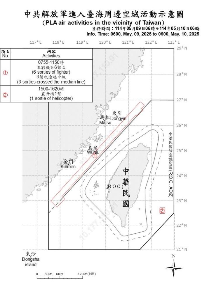 中共機艦臺海周邊活動　國軍嚴密監控應處