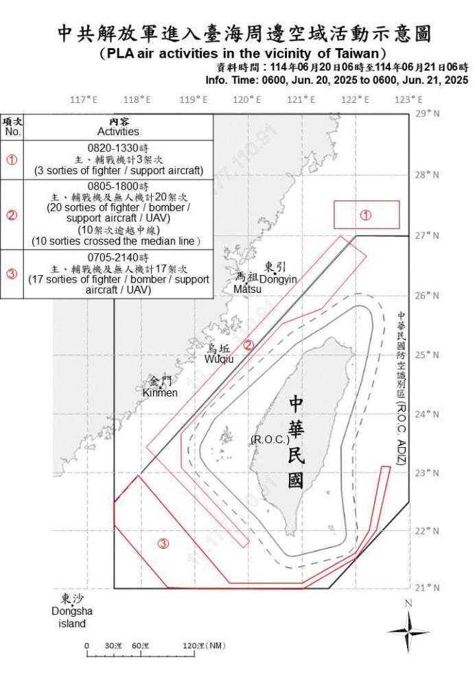 中共機艦臺海周邊活動　國軍嚴密監控應處