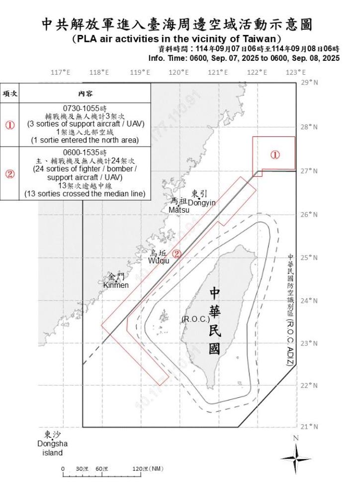 中共機艦臺海周邊活動　國軍嚴密監控應處