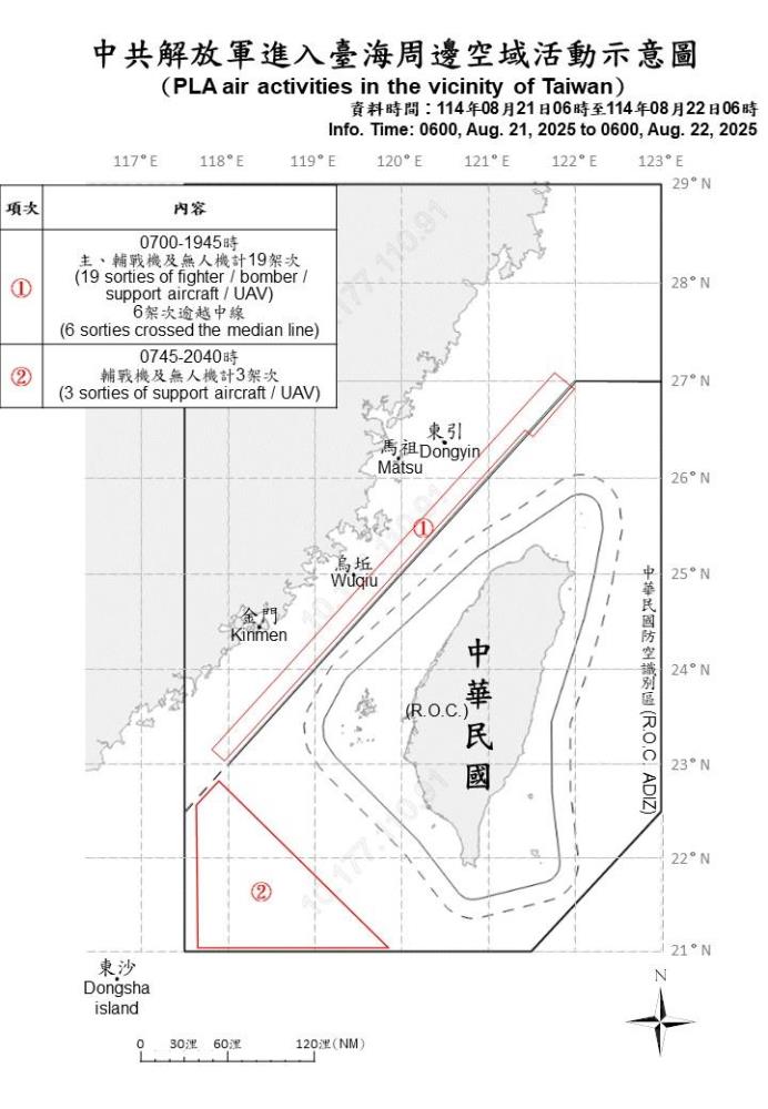 中共機艦臺海周邊活動　國軍嚴密監控應處