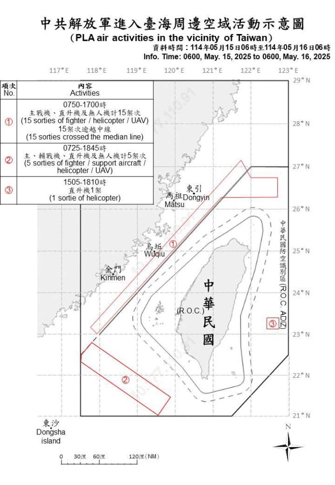 中共機艦臺海周邊活動　國軍嚴密監控應處